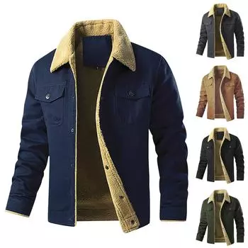 Мужская клетчатая рубашка на стеганой подкладке на пуговицах с бархатной теплой курткой с капюшоном L армия зеленый