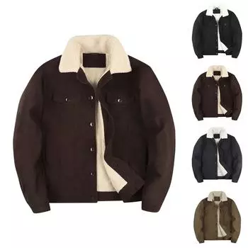 Мужская клетчатая рубашка на стеганой подкладке на пуговицах с бархатной теплой курткой с капюшоном L чёрный