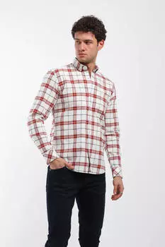 Мужская клетчатая рубашка с длинным рукавом