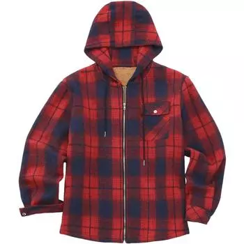 Мужская клетчатая рубашка с длинным рукавом, мужская толстовка с капюшоном и карманами на молнии L синий