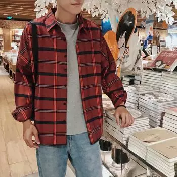 Мужская клетчатая рубашка с длинным рукавом, повседневные топы больших размеров, офисная рубашка 3XL
