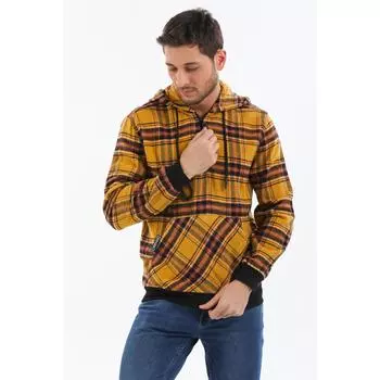 Мужская клетчатая рубашка с капюшоном и карманом дровосека