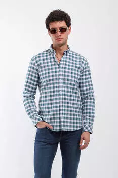 Мужская клетчатая рубашка стандартного кроя с длинным рукавом Petrol