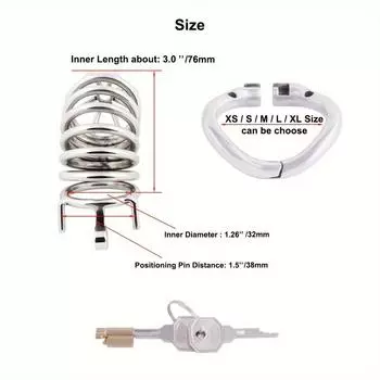 Мужская клетка целомудрия из нержавеющей стали, длинная секция клетки. Мужской замок верности. Металлический аксессуар для секс-тренировок для повышения удовольствия, секс-игрушка для 1.57 In / 40mm