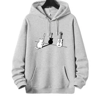 Мужская кофта-пуловер с капюшоном и завязками в форме гитары большого размера S