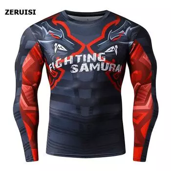 Мужская компрессионная футболка для фитнеса, плотная футболка с длинным рукавом, рубашки для тренировок на открытом воздухе, спортивная одежда для спортзала, нижнее белье Rashgard, спортивные топы XXL