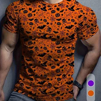 Мужская компрессионная футболка с 3D-принтом на Хэллоуин — эластичная, дышащая и быстросохнущая для фитнеса, бега и активного отдыха — идеальный подарок S