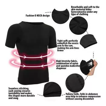 Мужская компрессионная майка, майка для похудения, майка для тренировок, утягивающий пресс, утягивающий живот, стройная фигура, футболка с коротким рукавом S белый