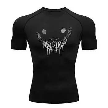 Мужская компрессионная рубашка для тренировок, фитнеса, спорта, рашгард для бега, тренажерного зала, удобные модные дышащие спортивные быстросохнущие топы XXL чёрный