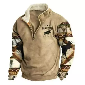 Мужская контрастная лоскутная толстовка с капюшоном, мужские толстовки с капюшоном, повседневные свободные толстовки с длинным рукавом, осенние мужские топы с воротником-стойкой на молнии S коричневый/хаки