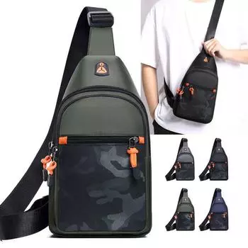 Мужская контрастная повседневная сумка-мессенджер на грудь для бизнеса 2024 года — стильный и практичный рюкзак на одно плечо. One Size чёрный
