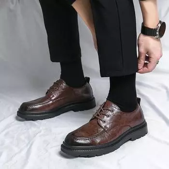 Мужская корейская версия дермис повседневная обувь удобная водительская офисная официальная обувь модный бренд удобная кожаная обувь свадебная обувь 38 чёрный