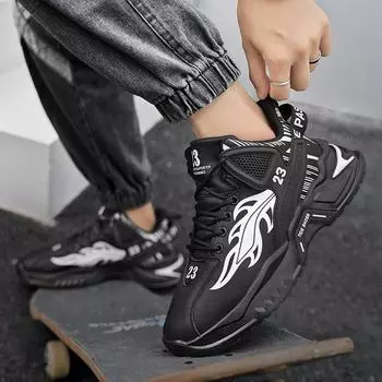 Мужская коричневая спортивная обувь кроссовки студенческие хип-хоп черные туфли высокие баскетбольные кроссовки большого размера EU: 39 чёрный