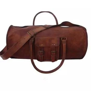 Мужская коричневая винтажная дорожная сумка из натуральной козьей кожи, спортивная сумка, новая сумка-тоут 24 in коричневый