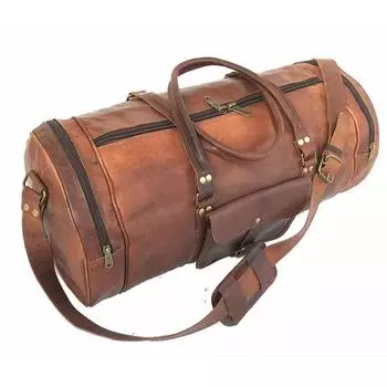 Мужская коричневая винтажная дорожная сумка из натуральной козьей кожи, спортивная сумка, новая сумка-тоут 24 x 9 x 9 in коричневый