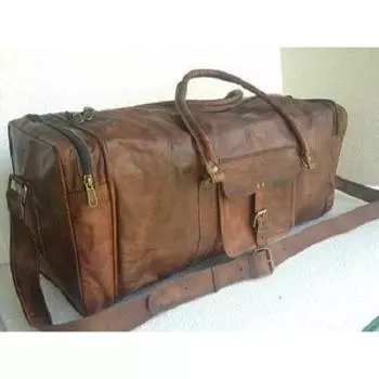 Мужская коричневая винтажная дорожная сумка ручной работы, спортивная сумка, сумка из козьей кожи 30 x 10 x 10 in коричневый
