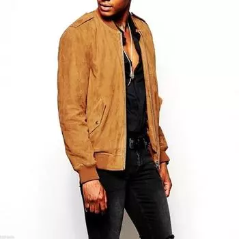 Мужская коричневая замшевая куртка Noora XS дубильная кора