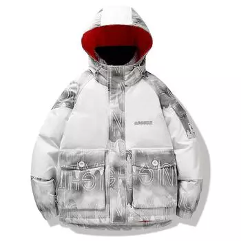 Мужская короткая зимняя куртка-пуховик, модная молодежная мужская и женская трендовая куртка для отдыха с капюшоном, теплая летная куртка M белый