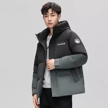 Мужская короткая зимняя куртка с капюшоном, повседневная, модная, теплая, куртка на утином пуху M