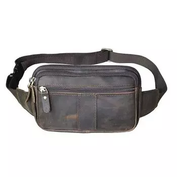 Мужская коровья кожа, повседневная модная дорожная сумка через плечо на груди, поясная сумка с ремнем, дизайн 7 дюймов