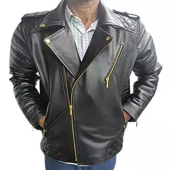 Мужская кожа ягненка, дизайнерская стеганая подкладка с золотой застежкой-молнией, байкерская кожаная куртка, куртка Cafe Racer, мужская однотонная байкерская куртка/куртка для верховой езды,