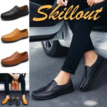 Мужская кожаная кожаная обувь Деловая кожаная обувь Модная кожаная обувь для ленивых Обувь на плоской подошве 37 темно-коричневого