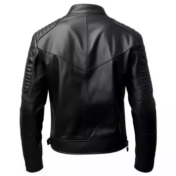 Мужская кожаная куртка, черная, из натуральной овчины, стильная мотоциклетная куртка ручной работы XS чёрный