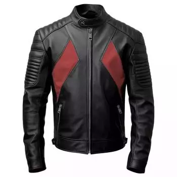 Мужская кожаная куртка черного цвета из натуральной овчины, стильная мотоциклетная куртка XS чёрный