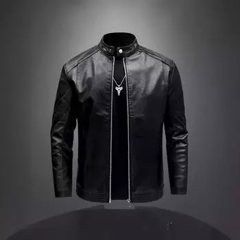 Мужская кожаная куртка для мотоцикла, осень-зима, новый стиль, повседневная и универсальная, облегающая, плюс утолщенный бархат, кожаная куртка большого размера M