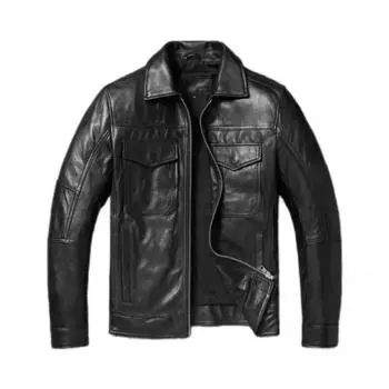Мужская кожаная куртка китайского размера из козьей кожи без покрытия, мягкая, тонкая, весна-осень S