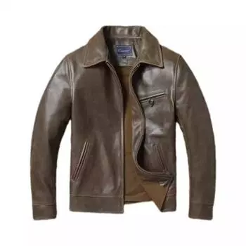Мужская кожаная куртка китайского размера 1940 года из потрескавшейся козьей кожи без покрытия, мягкая, тонкая, весна-осень S