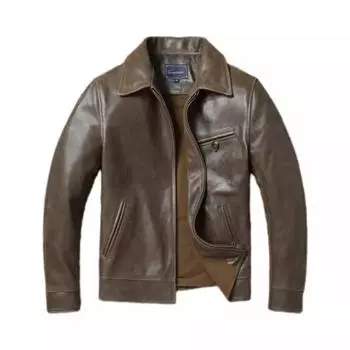 Мужская кожаная куртка китайского размера 1940 года из потрескавшейся козьей кожи без покрытия, мягкая, тонкая, весна-осень S