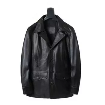 Мужская кожаная куртка китайского размера из натуральной коровьей кожи весна-осень M