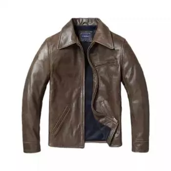 Мужская кожаная куртка китайского размера, классическая, 1930 года, из непокрытой потрескавшейся козьей кожи, мягкая, тонкая, весна-осень S