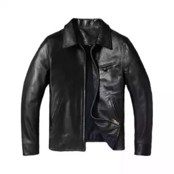 Мужская кожаная куртка китайского размера, классическая, 1940 года, из непокрытой потрескавшейся козьей кожи, мягкая, тонкая, весна-осень S