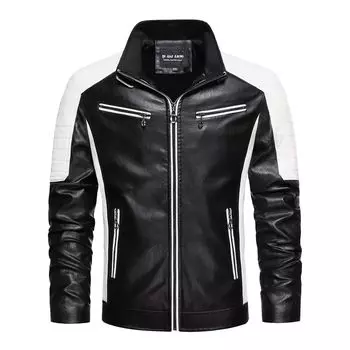 Мужская кожаная куртка, модная, сращивающаяся, трендовая мужская кожаная куртка Locomotive, весна, осень и зима, кожаная куртка для мужчин на все времена года M