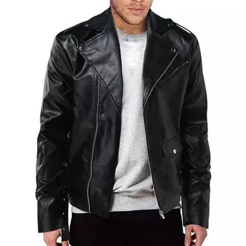 Мужская кожаная куртка Мужская куртка из искусственной кожи Locomotive Leather Jacket Мужская повседневная кожаная куртка Кожаная куртка M красный
