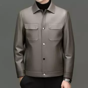 Мужская кожаная куртка мужская натуральная кожа гусиный пух овчина для пап среднего и пожилого возраста осенне-зимняя кожаная куртка куртка 170