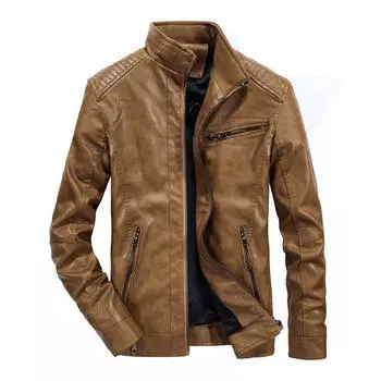 Мужская кожаная куртка мужская осенне-зимняя новая модная и красивая мотоциклетная бархатная куртка из искусственной кожи M