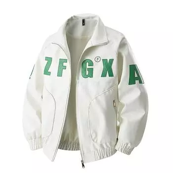 Мужская кожаная куртка, Мужская свободная куртка, Весенне-осенний мотоциклетный костюм XXXXL белый