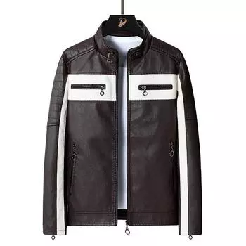 Мужская кожаная куртка, новая мужская куртка, куртка из искусственной кожи, мотоциклетная куртка, плюс бархатная кожаная куртка, мужская облегающая M
