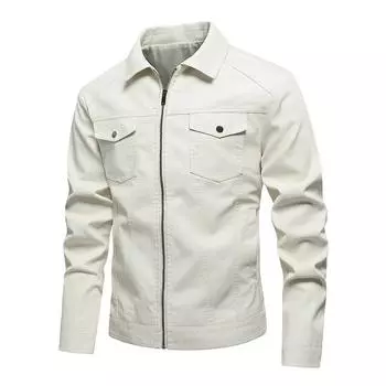 Мужская кожаная куртка Новая мужская куртка ПУ куртка Мотоциклетная куртка Рубашка Кожаная куртка L чёрный