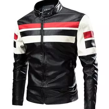 Мужская кожаная куртка, новая осенне-зимняя строчка, красивая мотоциклетная кожаная куртка, кожаная куртка большого размера, одежда для полных мужчин M
