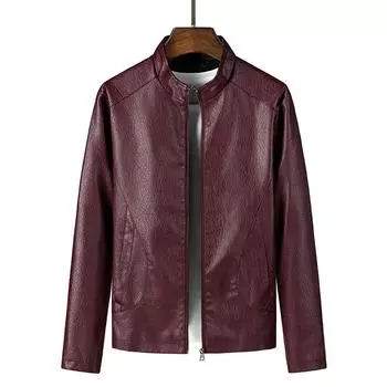 Мужская кожаная куртка Популярная мотоциклетная зеленая тонкая куртка из искусственной кожи зеленая красивая куртка с воротником-стойкой модная M