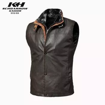 Мужская кожаная куртка ранней осени, жилет из искусственной кожи, повседневная винтажная мужская куртка большого размера, модный рабочий жилет 5XL