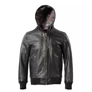 Китайский размер мужская кожаная куртка с капюшоном мягкая натуральная воловья кожа пальто с капюшоном мужская одежда весна осень одежда XL черный кожаный жакет