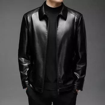 Мужская кожаная куртка с лацканами, осенне-зимняя новая плюшевая мужская кожаная куртка из искусственной кожи, мужская одежда 4XL