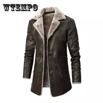 Мужская кожаная куртка средней длины Молодежная ветровка из искусственной кожи большого размера Мужская куртка M