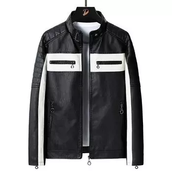 Мужская кожаная куртка в тон цвета, новая мужская куртка из искусственной кожи, куртка Locomotive Clothing, флисовая кожаная куртка для мужчин, облегающая M