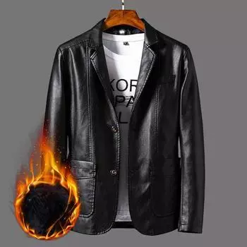 Мужская кожаная куртка зимняя новая куртка с воротником из кожи для мотоцикла M